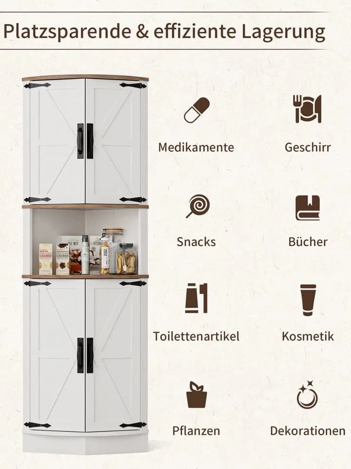 FiveWillowise Eckschrank Weiß 4 Türen Farmhouse - Bild 5