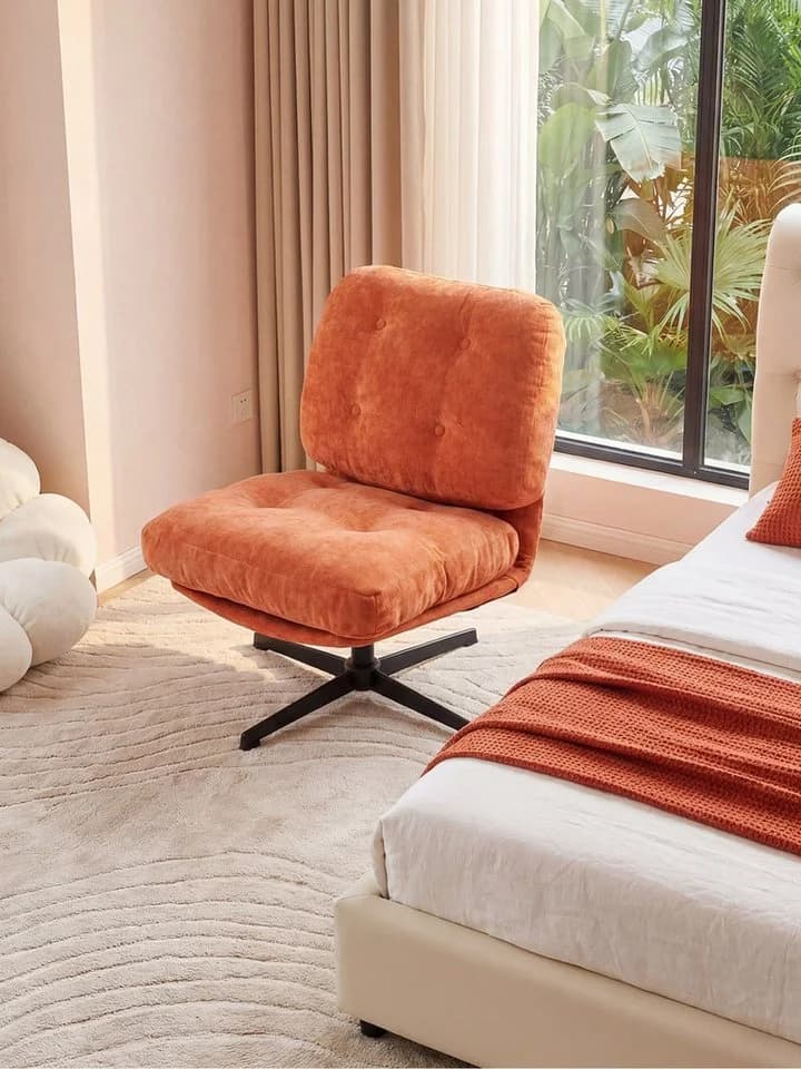 FiveWillowise Relaxsessel 360° drehbar Chenille Orange - Bild 4