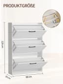 FiveWillowise Schuhschrank Schmal Weiß mit Lamellentür Bild 1