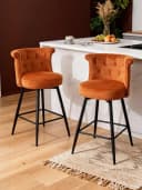 FiveWillowise Barhocker 2er Set Retro Orange Samt Bild 2