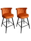 FiveWillowise Barhocker 2er Set Retro Orange Samt Bild 3
