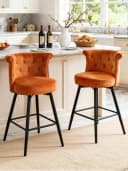 FiveWillowise Barhocker 2er Set Retro Orange Samt Bild 4