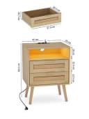 FiveWillowise Nachttisch 2er Set Rattan mit LED und Steckdosen Bild 1