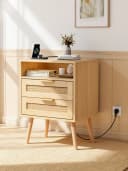 FiveWillowise Nachttisch 2er Set Rattan mit LED und Steckdosen Bild 4