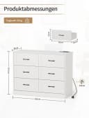 FiveWillowise Sideboard Kommode Weiß mit Steckdosen & USB Bild 1