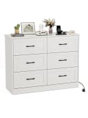 FiveWillowise Sideboard Kommode Weiß mit Steckdosen & USB Bild 3