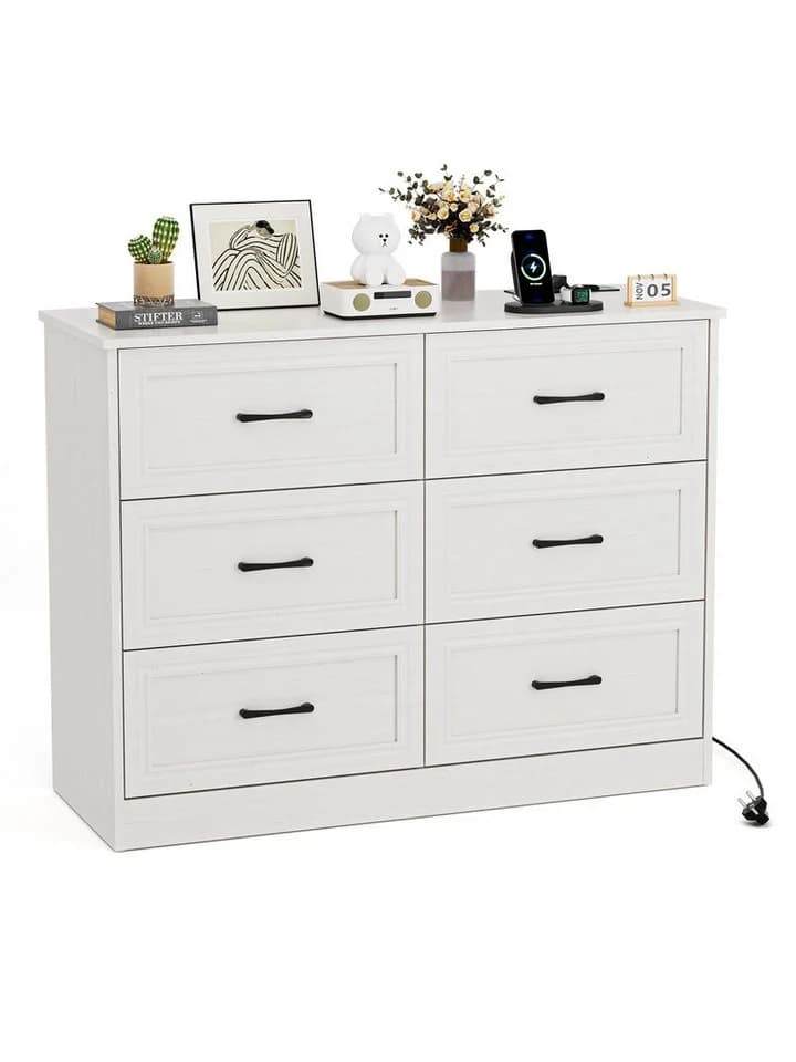 FiveWillowise Sideboard Kommode Weiß mit Steckdosen & USB - Bild 3