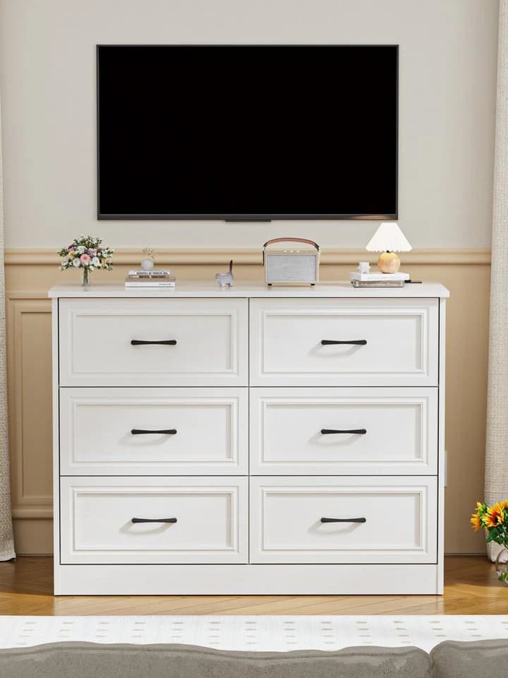 FiveWillowise Sideboard Kommode Weiß mit Steckdosen & USB - Bild 4