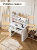 FiveWillowise Schminktisch mit LED-Spiegel & Steckdosen Weiß Bild 5