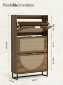 FiveWillowise Schuhschrank Schmal Braun 3 Klapptüren Rattan Bild 1