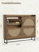 FiveWillowise Schuhschrank Schmal Braun Rattan-Optik 4 Klapptüren Bild 1