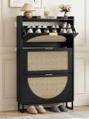 FiveWillowise Schuhschrank Schwarz mit 3 Klappen Bild 2
