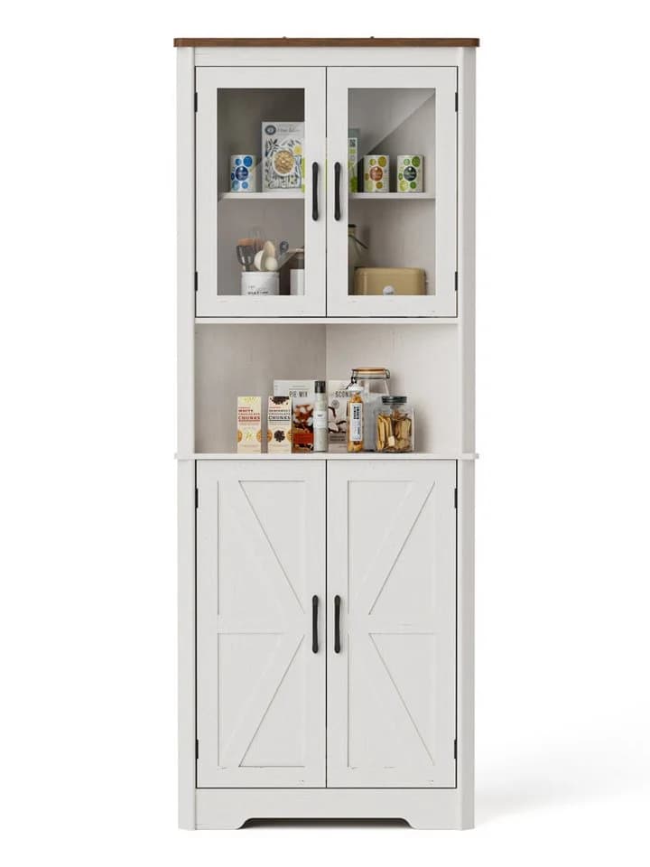 FiveWillowise Eckschrank Weiß Modern 5 Ablagen 4 Türen - Bild 3