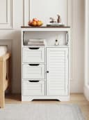 FiveWillowise Buffetschrank Weiß Lamellen Design 3 Schubladen Bild 2