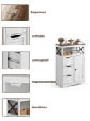 FiveWillowise Buffetschrank Weiß Lamellen Design 3 Schubladen Bild 4