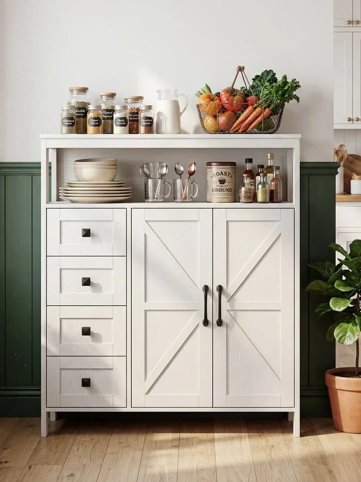 FiveWillowise Sideboard Weiß mit 4 Schubladen und 2 Türen - Bild 2