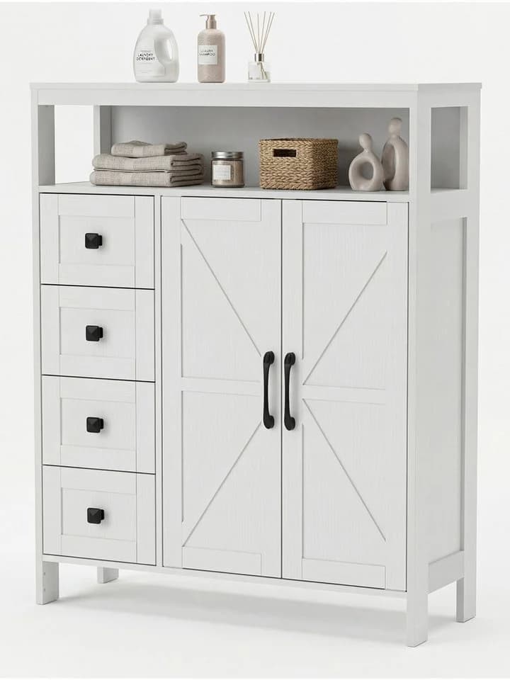 FiveWillowise Sideboard Weiß mit 4 Schubladen und 2 Türen - Bild 3