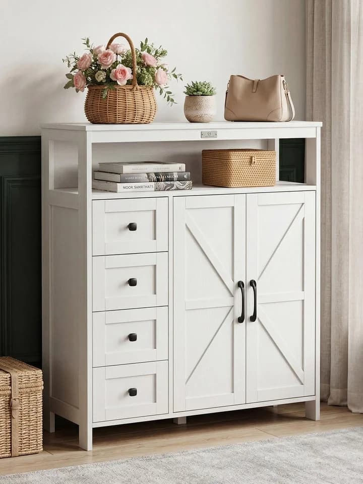 FiveWillowise Sideboard Weiß mit 4 Schubladen und 2 Türen - Bild 4