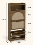 FiveWillowise Schuhschrank Braun Rattan-Finish 3 Türen Bild 1