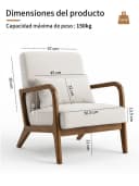 FiveWillowise Sessel mit Armlehnen Beige Massivholzrahmen Modern Bild 1