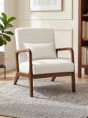FiveWillowise Sessel mit Armlehnen Beige Massivholzrahmen Modern Bild 2