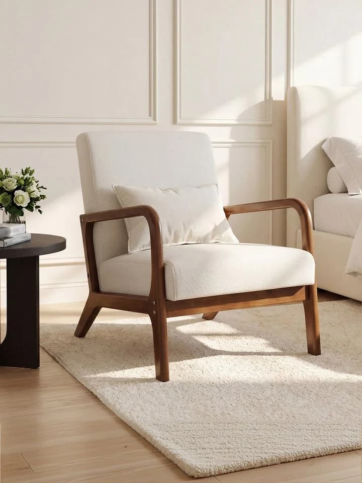 FiveWillowise Sessel mit Armlehnen Beige Massivholzrahmen Modern - Bild 3