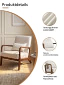 FiveWillowise Sessel mit Armlehnen Beige Massivholzrahmen Modern Bild 4