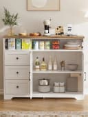 FiveWillowise Stauraumschrank Cremeweiß Holzoptik mit Schubladen Bild 3