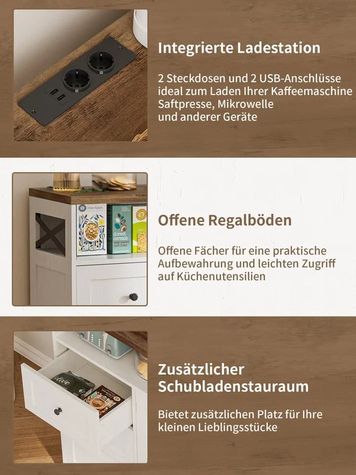 FiveWillowise Stauraumschrank Cremeweiß Holzoptik mit Schubladen - Bild 5
