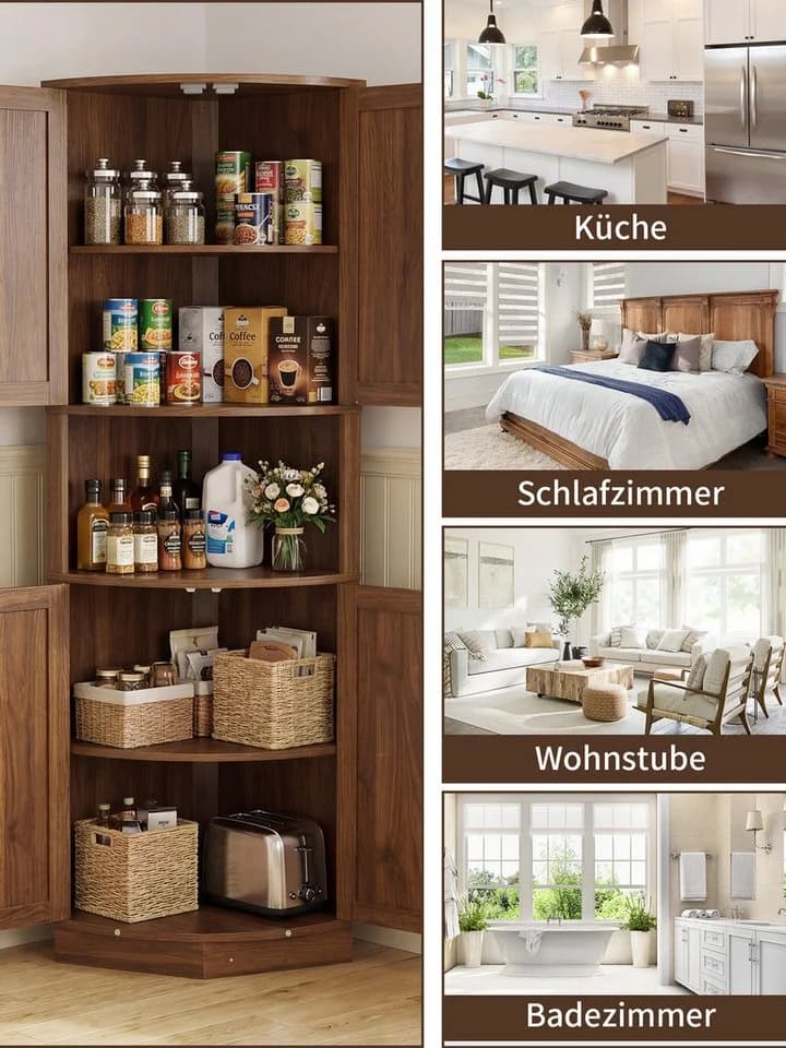 FiveWillowise Eckschrank Braun 4 Türen 5 Ablagen Landhaus - Bild 5
