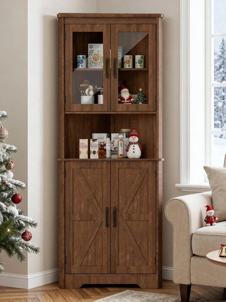 FiveWillowise Eckschrank Braun 4 Türen 5 Ablagen - Bild 4