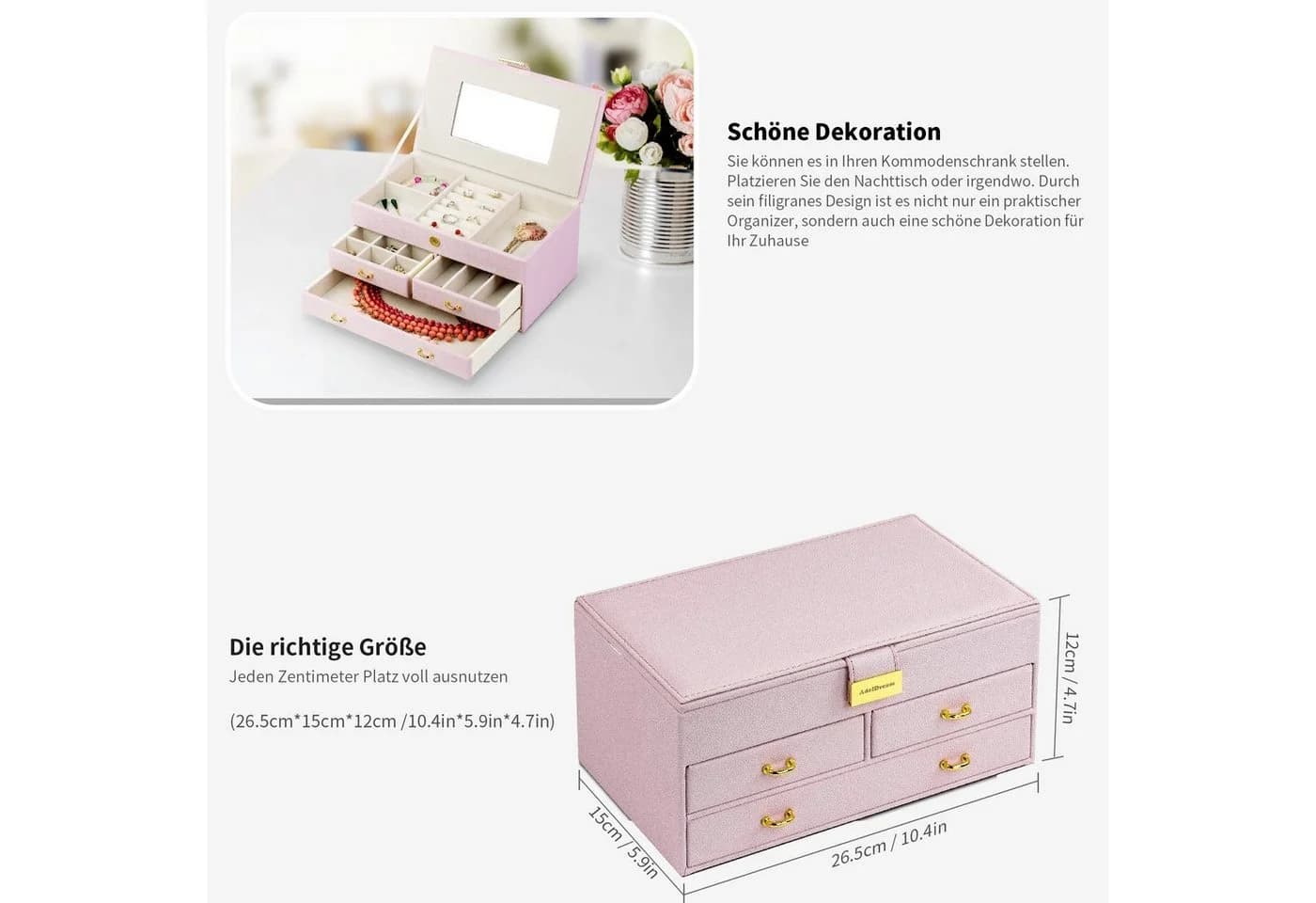 AdelDream Schmuckkasten YY-J11 Rosa