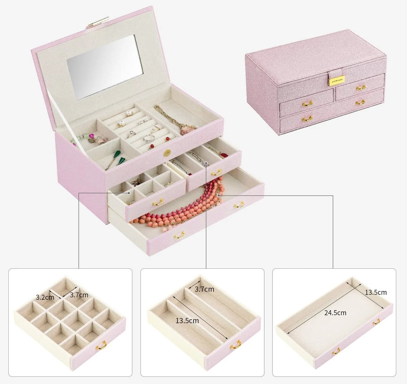 AdelDream Schmuckkasten YY-J11 Rosa - Bild 5