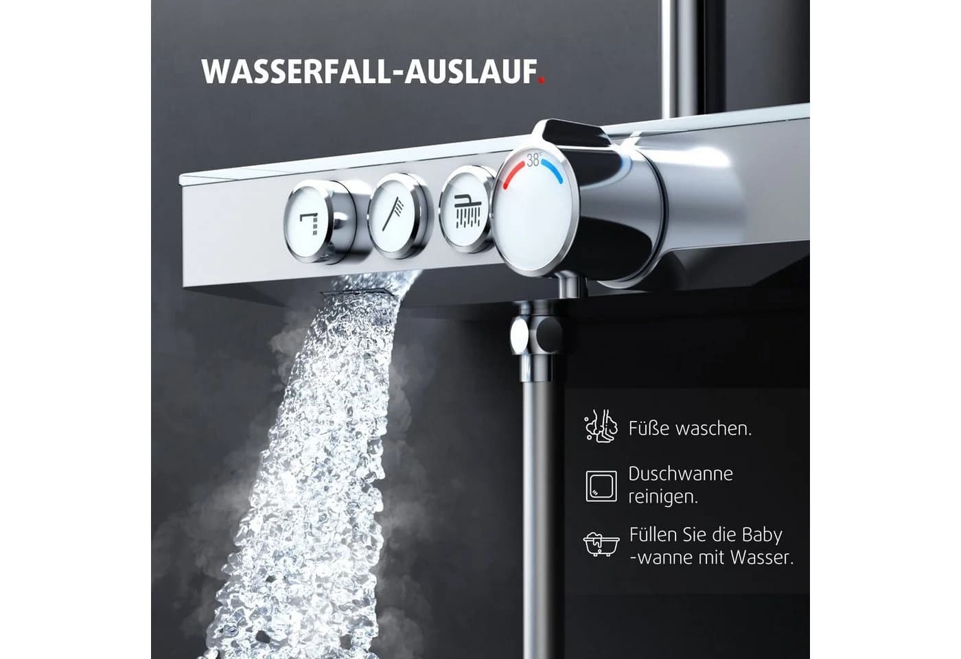Rainsworth Duschsystem mit Thermostat und Glasablage Chrom - Bild 3