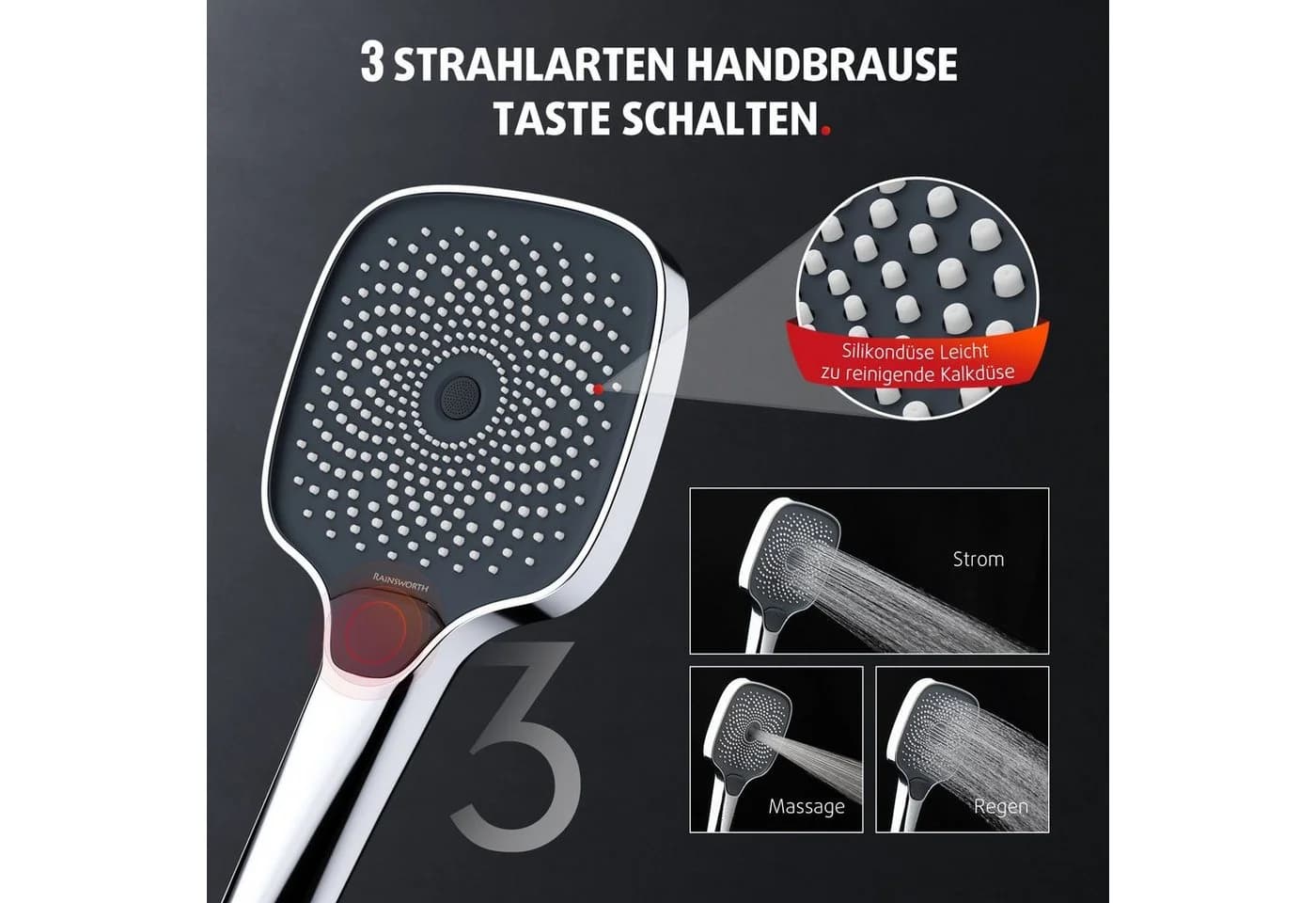 Rainsworth Duschsystem mit Thermostat und Glasablage Chrom - Bild 5