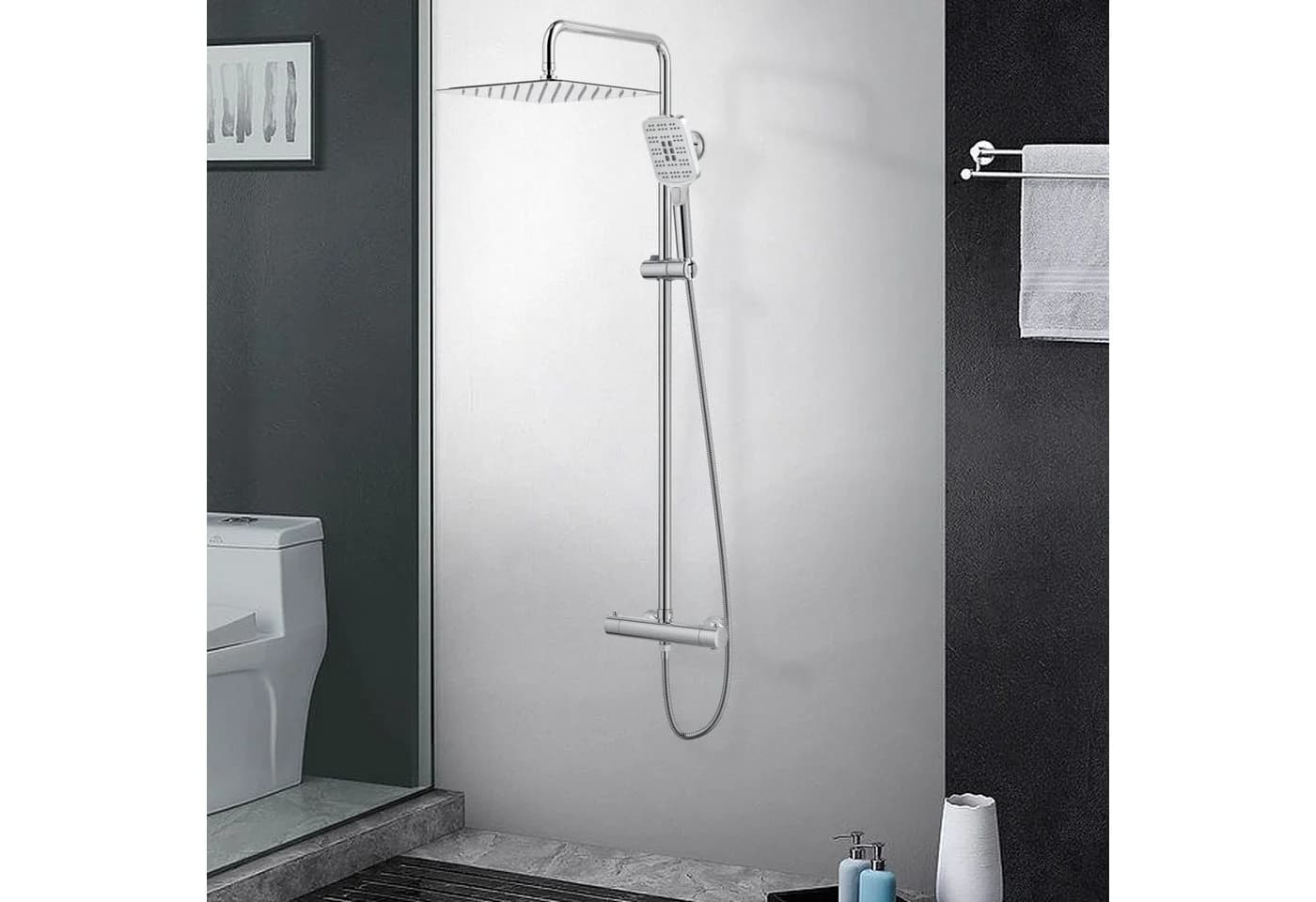 Rainsworth Duschsystem 3 Funktionen Regendusche Handbrause Chrom
