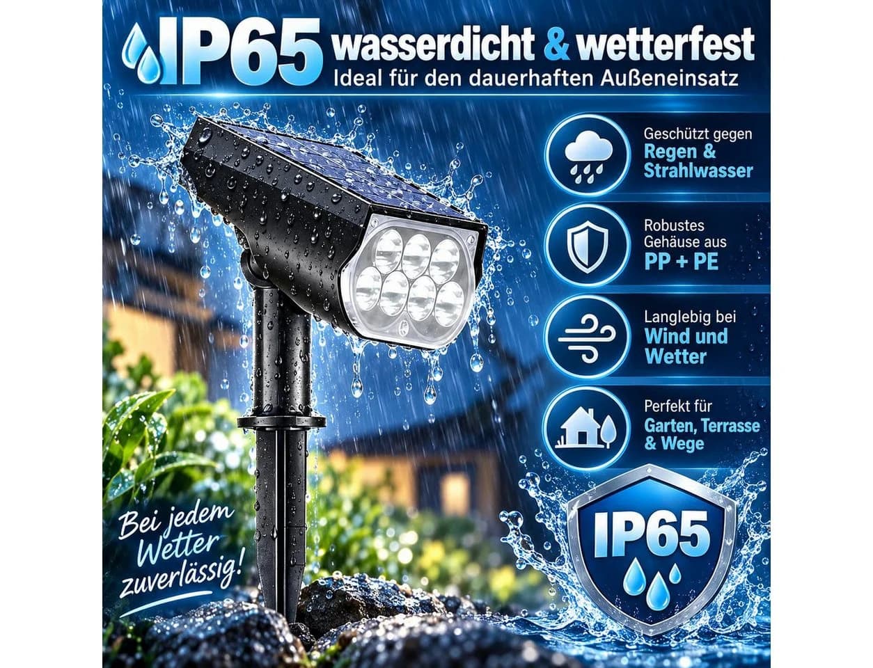AIBISTAR Solar-Bodenstrahler 4er Set, 1200 mAh, IP65, verstellbar, Weiß - Bild 4