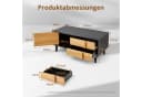 HomeGuru Couchtisch mit 3D-Streifendesign, Schubladen und Tür schwarz Bild 1