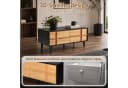 HomeGuru Couchtisch mit 3D-Streifendesign, Schubladen und Tür schwarz Bild 4