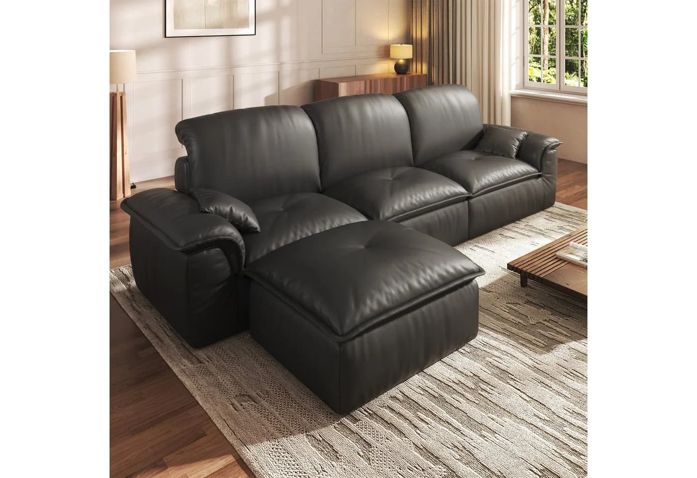 Patbrela Wohnlandschaft 3-Sitzer mit Longchair Vintage-Braun