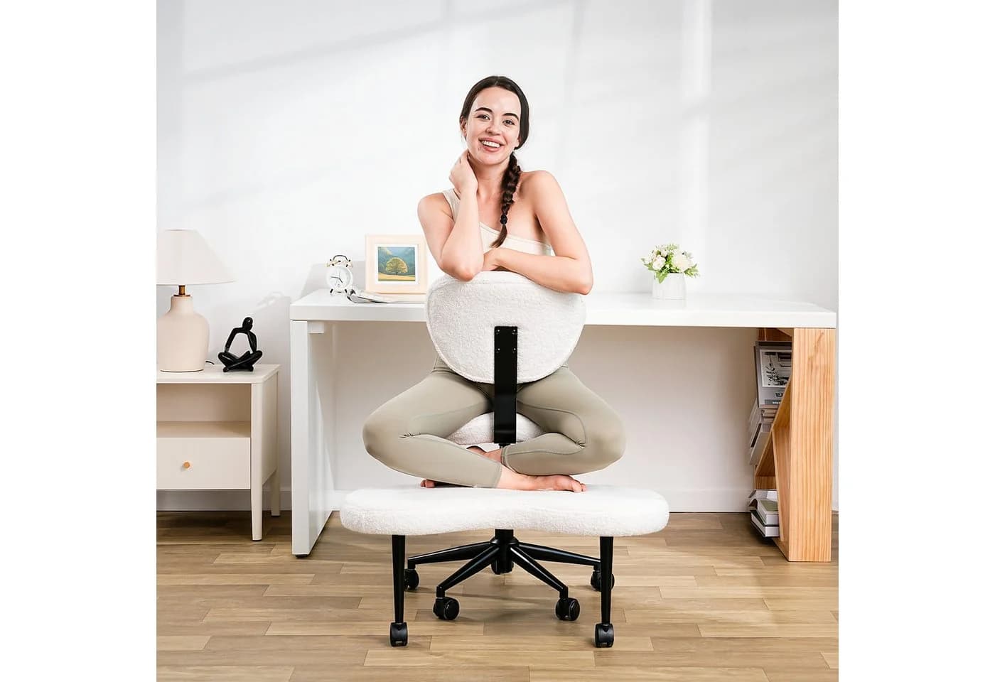 Patbrela Bürostuhl Kniesitz Weiß 360° drehbar