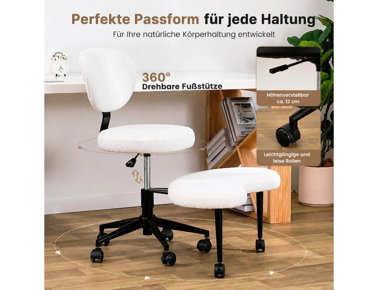 Patbrela Bürostuhl Kniesitz Weiß 360° drehbar - Bild 3