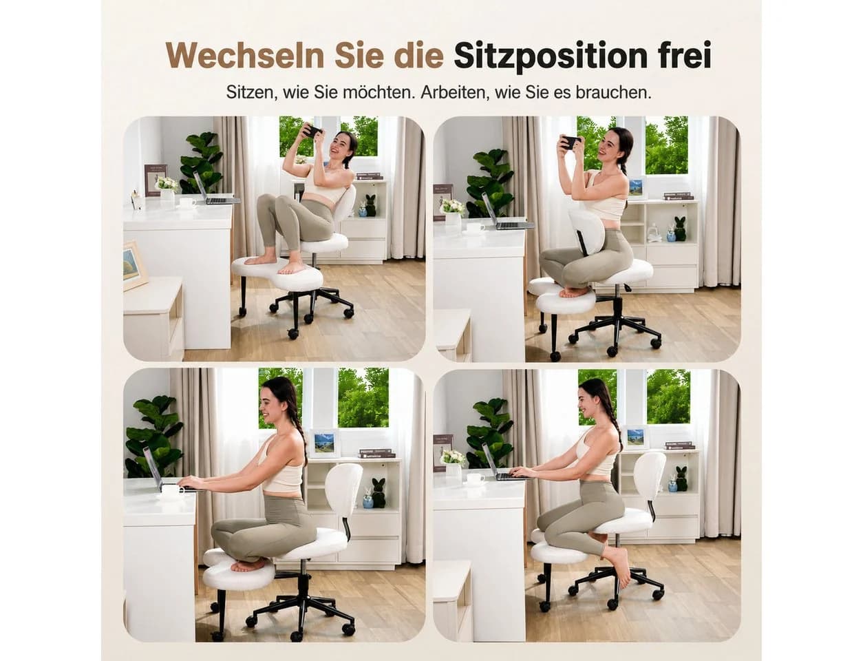 Patbrela Bürostuhl Kniesitz Weiß 360° drehbar - Bild 5