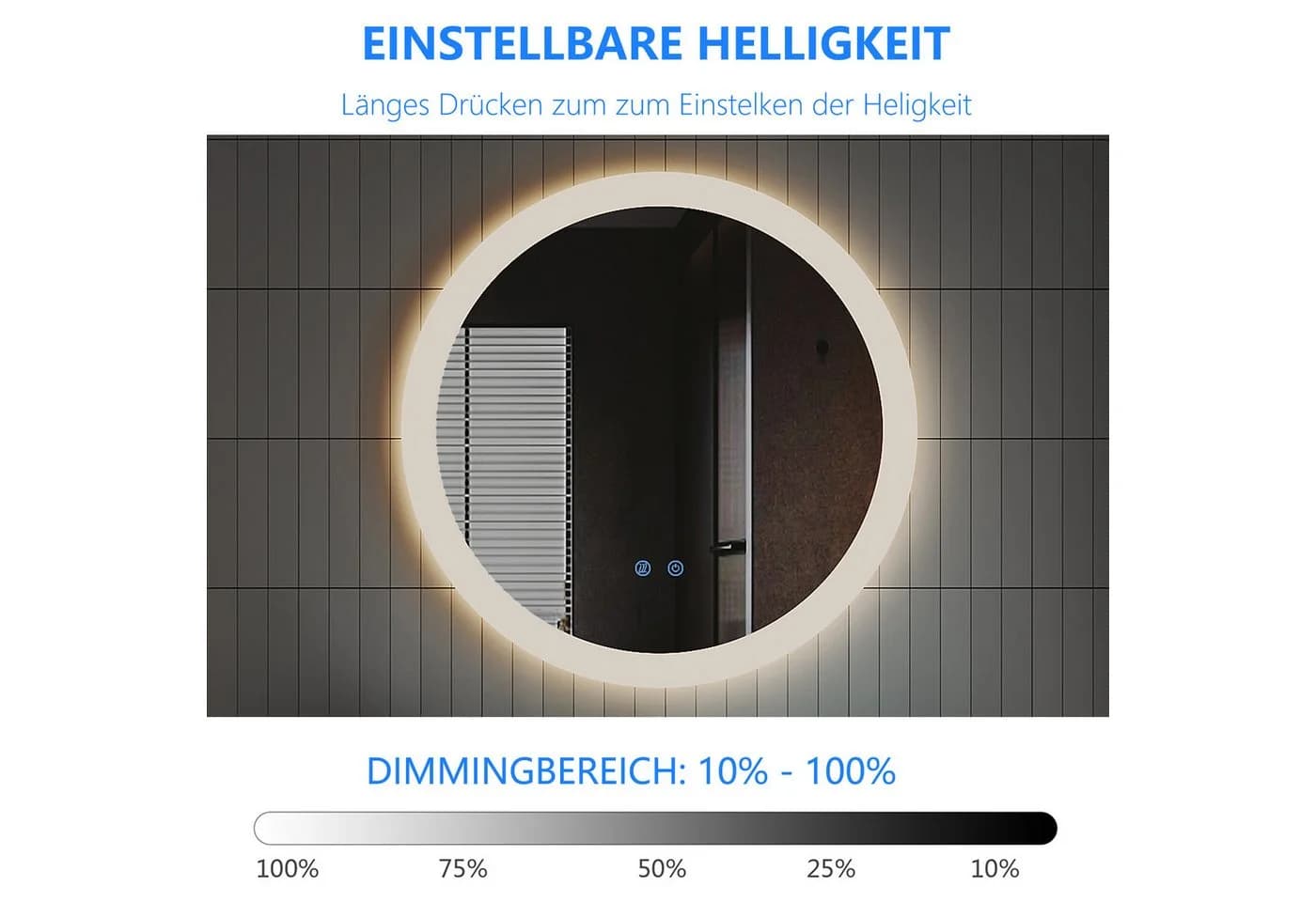 IMPTS Badspiegel mit LED Beleuchtung Dimmbar Anti-Beschlag - Bild 4