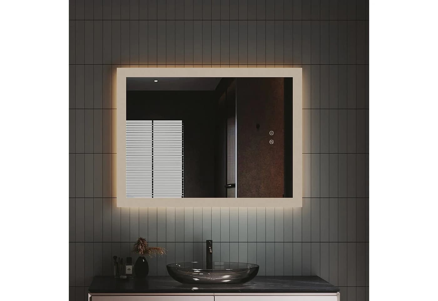 IMPTS Badspiegel mit LED Beleuchtung, Dimmbar, Anti-Beschlag, Touch-Schalter - Bild 2