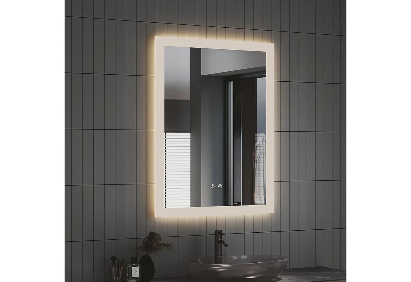IMPTS Badspiegel mit LED Beleuchtung, Dimmbar, Anti-Beschlag, Touch-Schalter - Bild 3