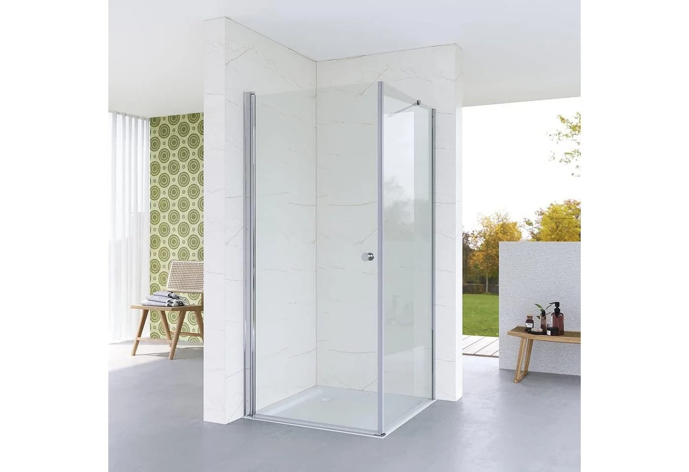 AQUABATOS Eckdusche mit Drehtür und Seitenwand, ESG Glas, Hebe-Senk-Funktion - Bild 2
