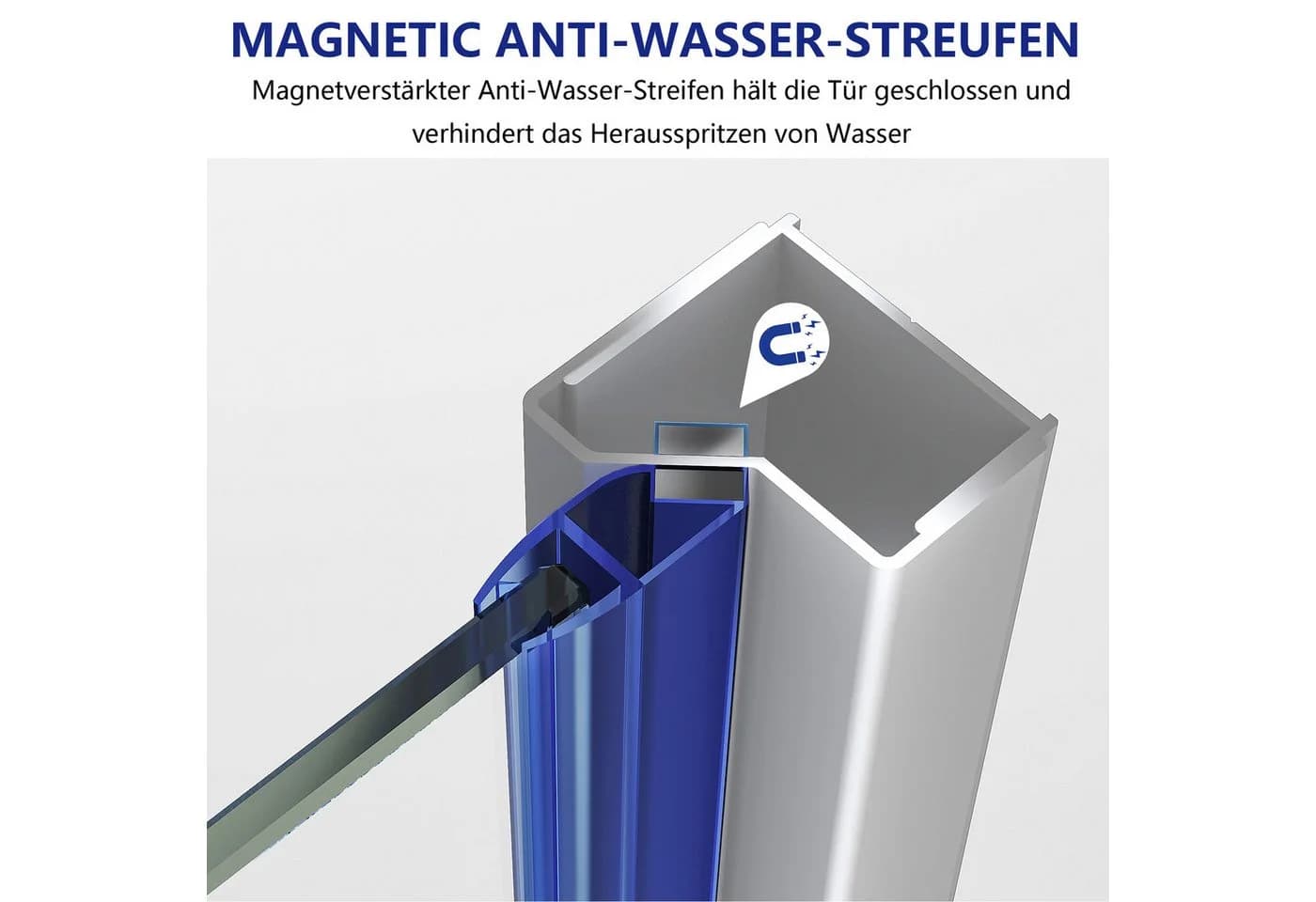 IMPTS Dusch-Drehtür 70x185 cm Sicherheitsglas Pendeltür - Bild 5