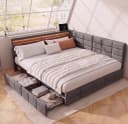 Simurq Polsterbett Schlafsofa 140x200 L-Form mit LED & USB Bild 2