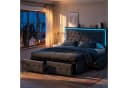 Simurq Polsterbett 140x200 mit LED, Schubladen & Stauraum Grau Bild 2